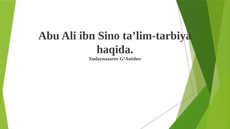 Abu Ali ibn Sino ta’lim-tarbiya