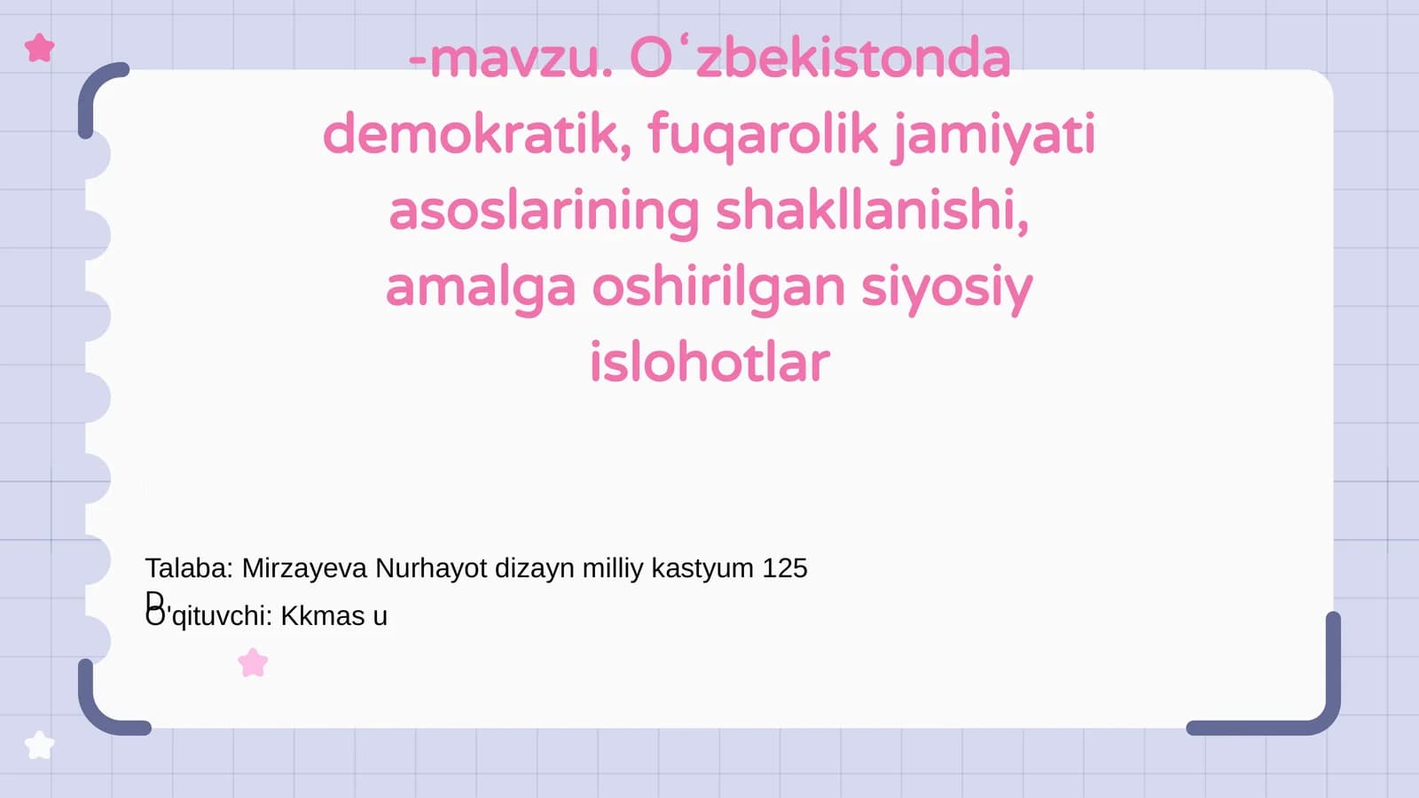 Mavzu va maqsadlar