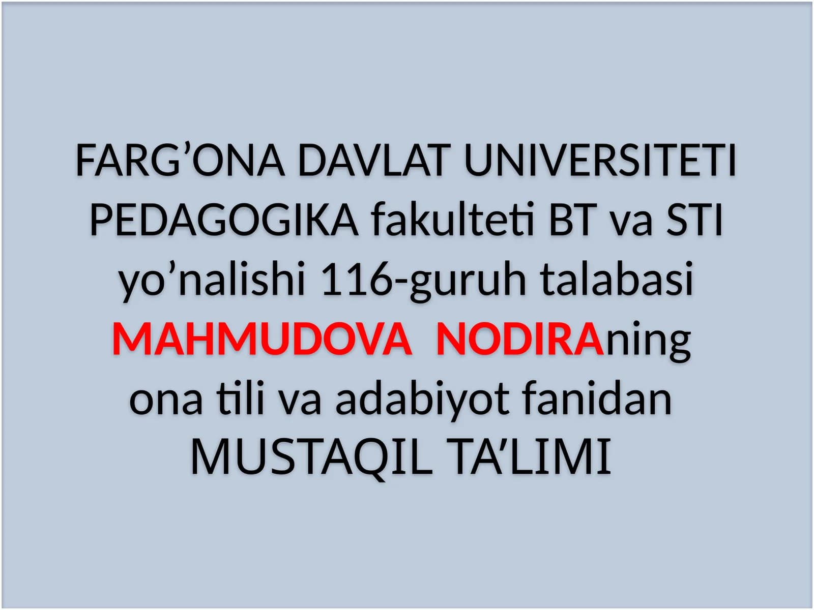 Mahamudova Nodira - Pedagogika fakulteti