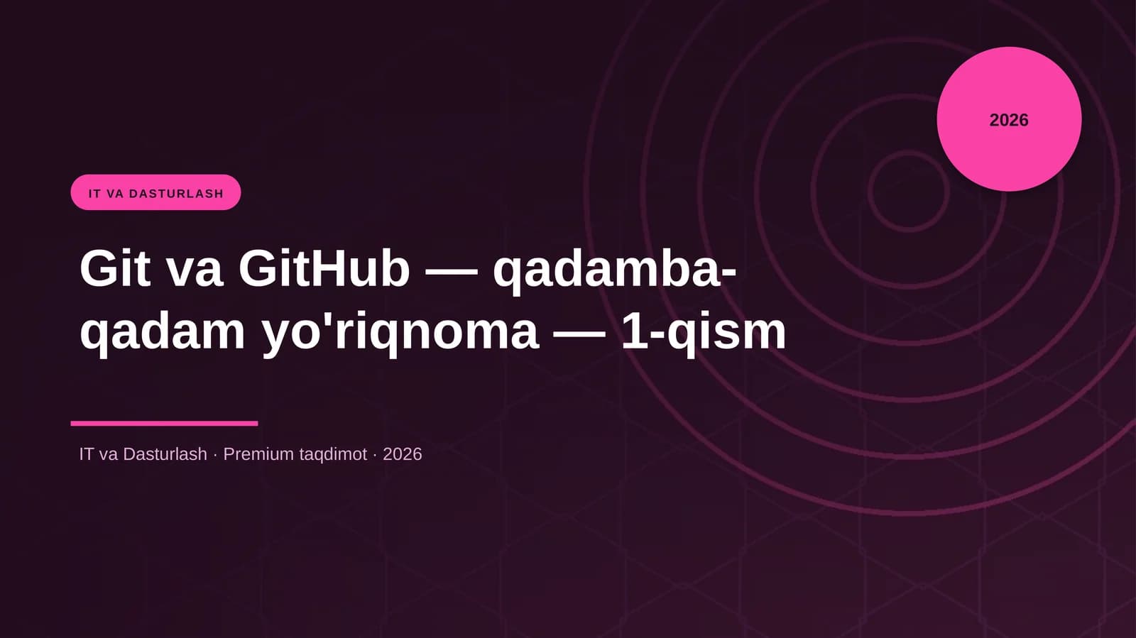 Git va GitHub — qadamba-qadam yo'riqnoma — 1-qism