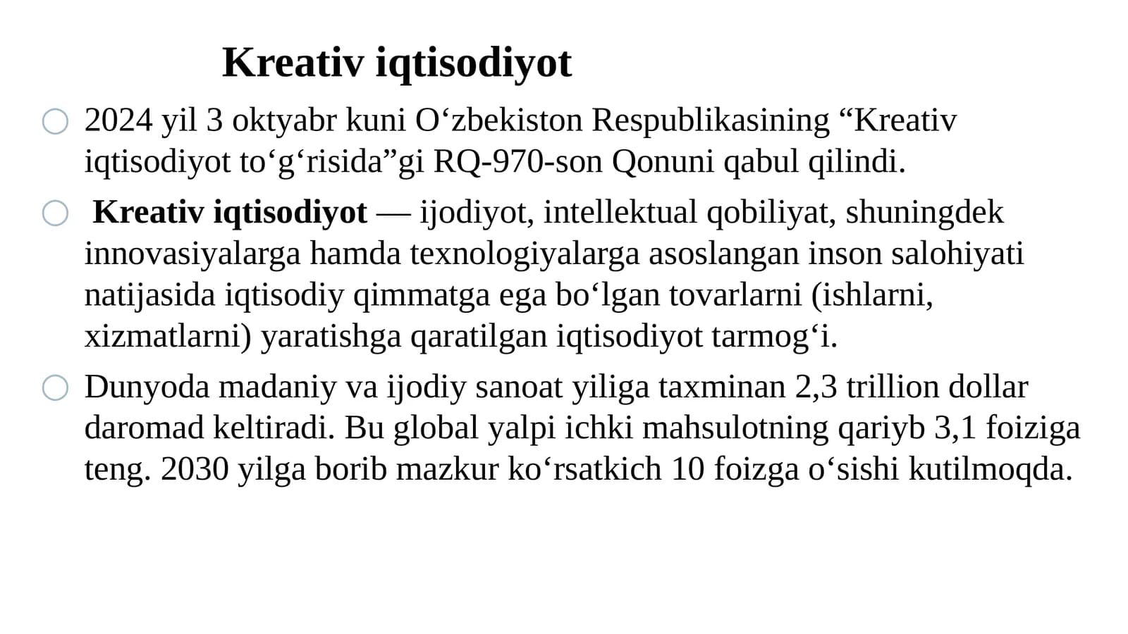Kreativ iqtisodiyot toʻgʻrisida