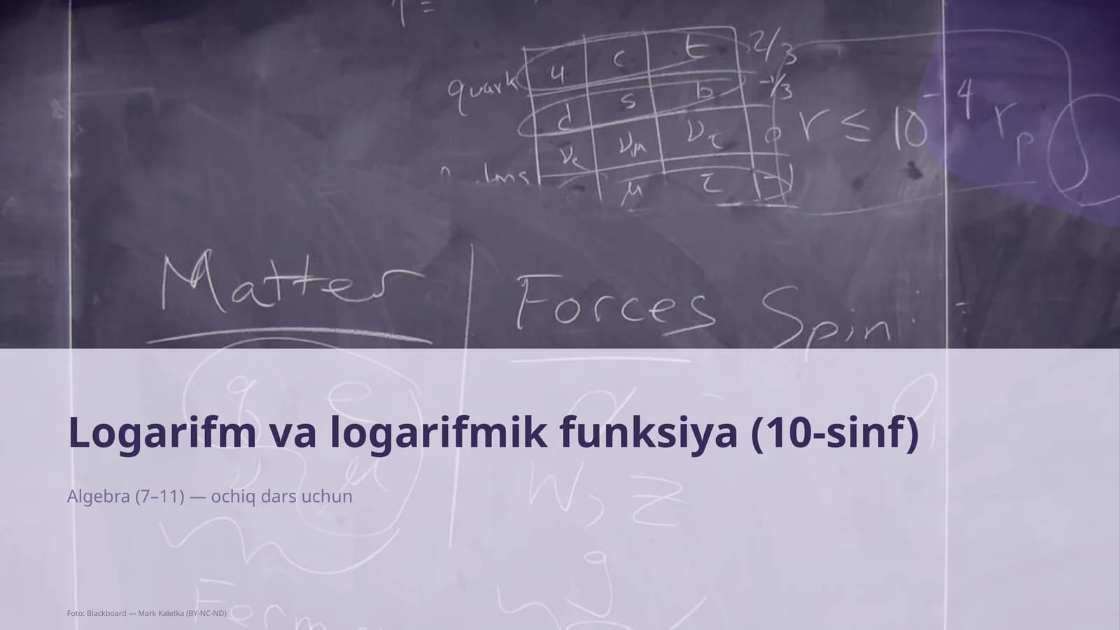 Logarifm va logarifmik funksiya (10-sinf)