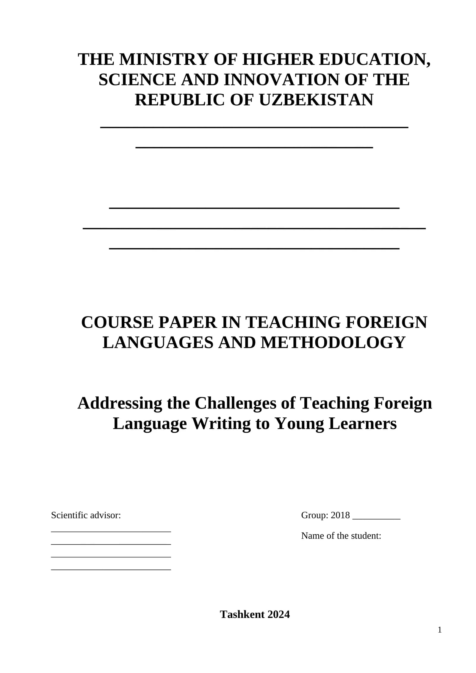 COURSE PAPER IN TEACHING FOREIGN LANGUAGES AND METHODOLOGY