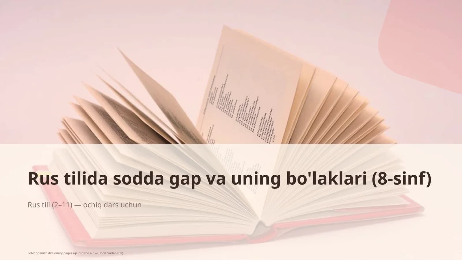 Rus tilida sodda gap va uning bo'laklari (8-sinf)
