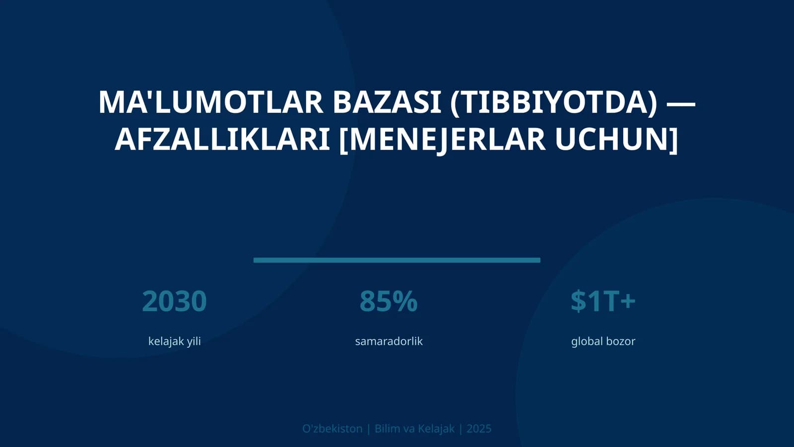 MA'LUMOTLAR BAZASI (TIBBIYOTDA) — AFZALLIKLARI [MENEJERLAR UCHUN]