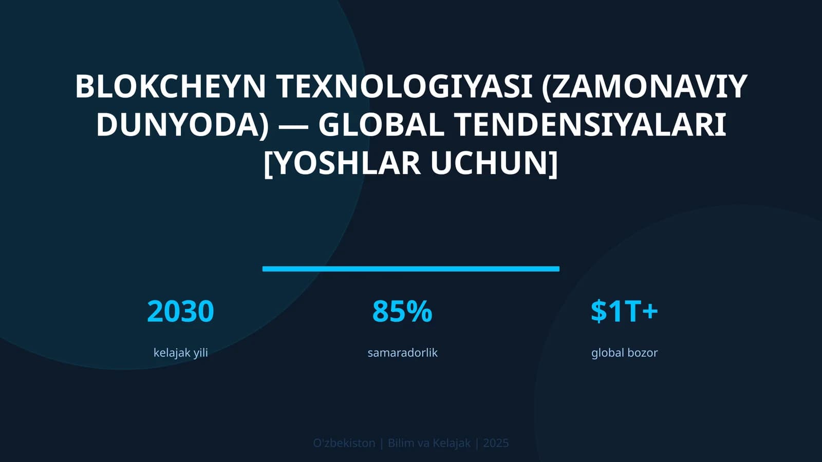 BLOKCHEYN TEXNOLOGIYASI (ZAMONAVIY DUNYODA) — GLOBAL TENDENSIYALARI [YOSHLAR UCHUN]