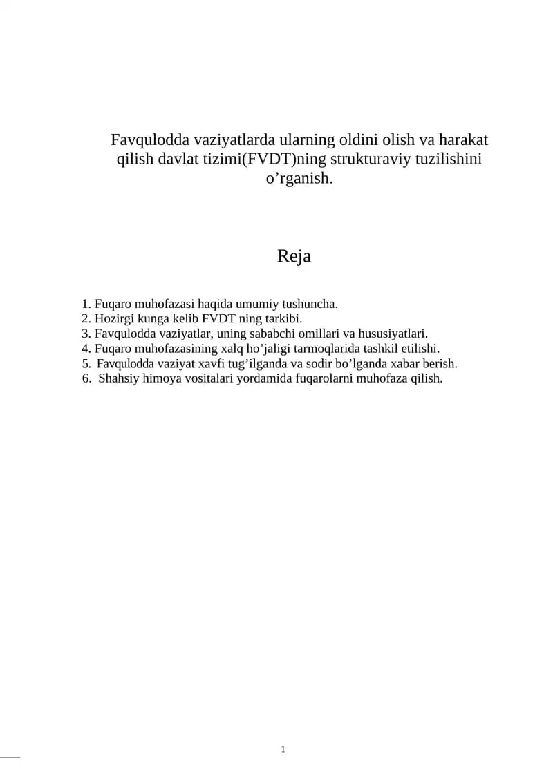 Favqulodda Vaziyatlarda Fuqarolarni Muhofaza Qilish