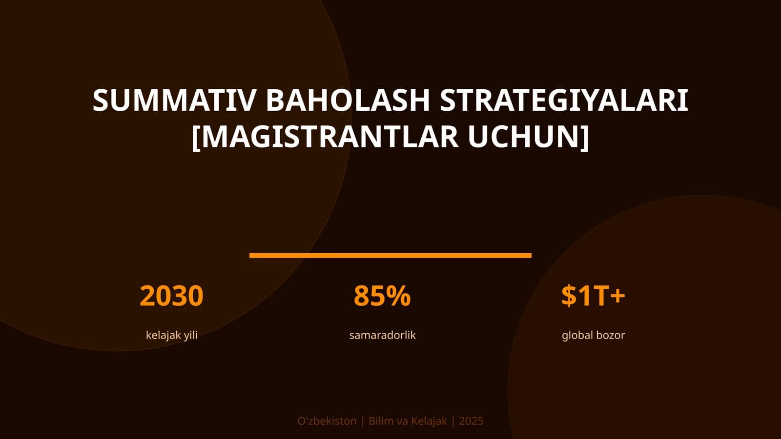 Summativ baholash strategiyalari [magistrantlar uchun]