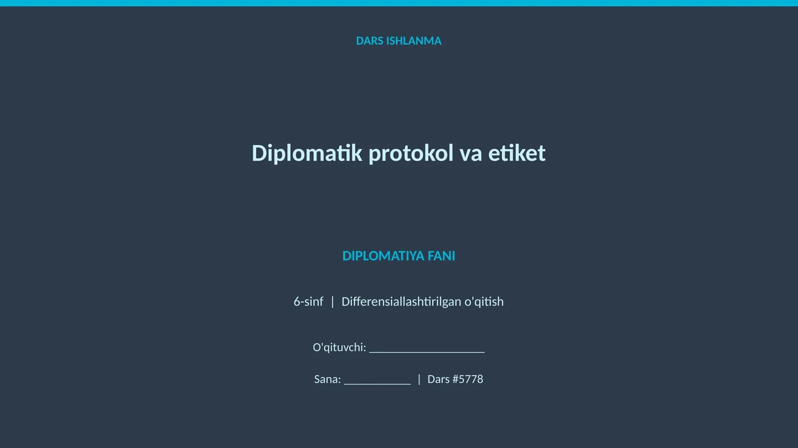 Diplomatik protokol va etiket