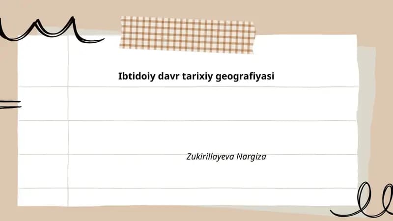 Ibtidoiy davr tarixiy geografiyasi
