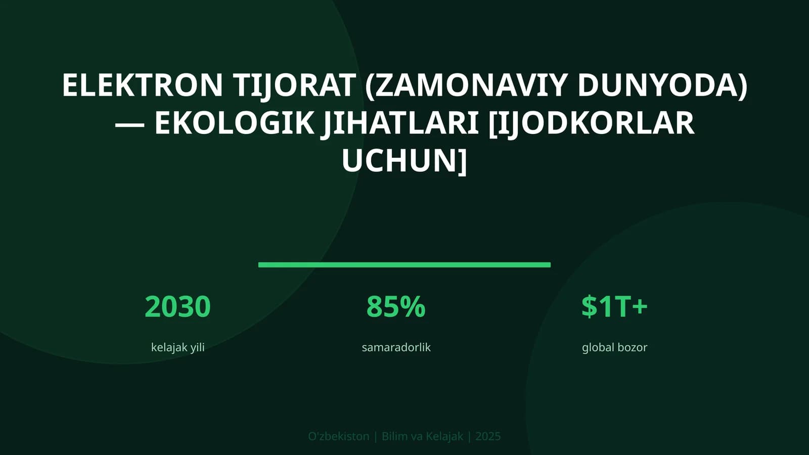 Elektron tijorat (zamonaviy dunyoda) — ekologik jihatlari [ijodkorlar uchun]