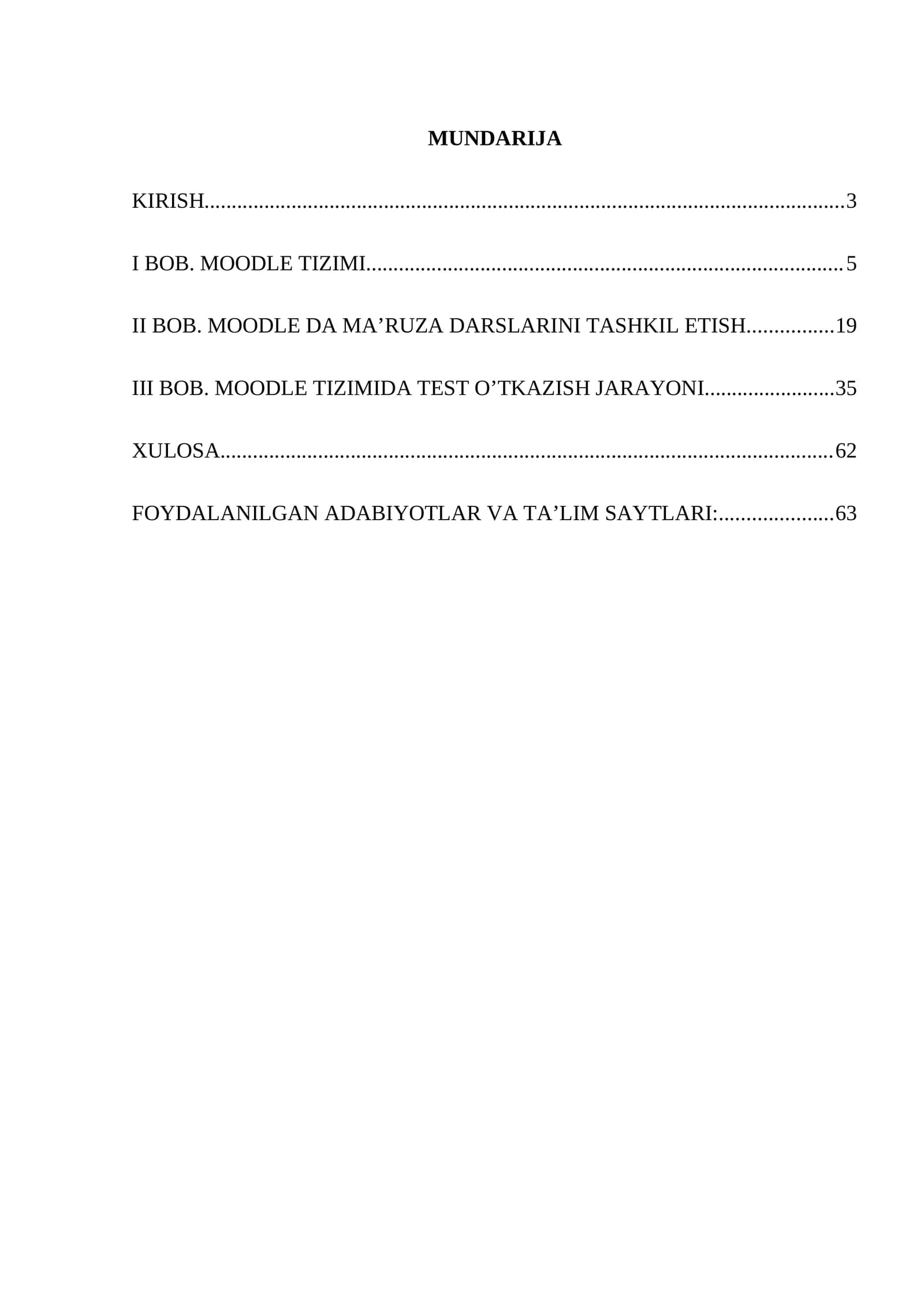 Moodle tizimi haqida diplom ish BMI