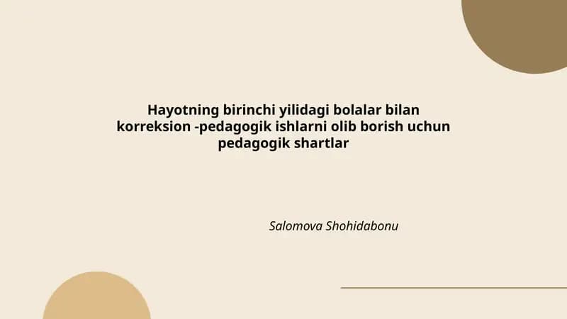 Bolalar bilan korreksiya-pedagogik ishlarni olib borish