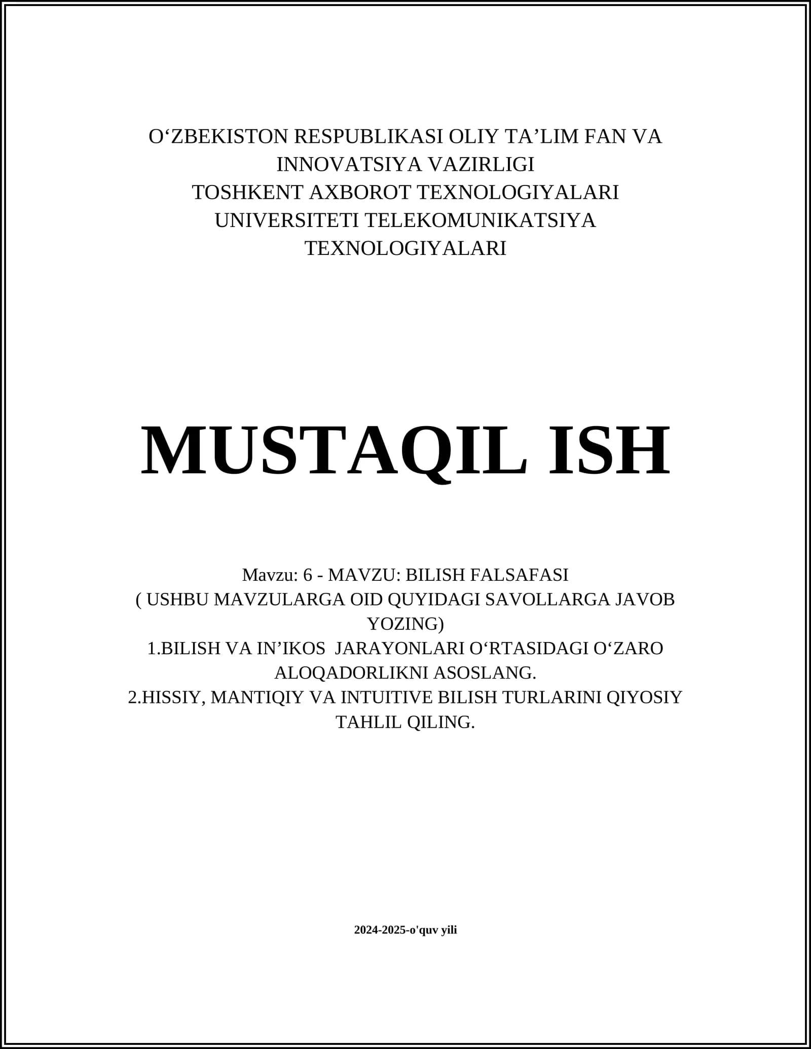 BILISH FALSAFASI