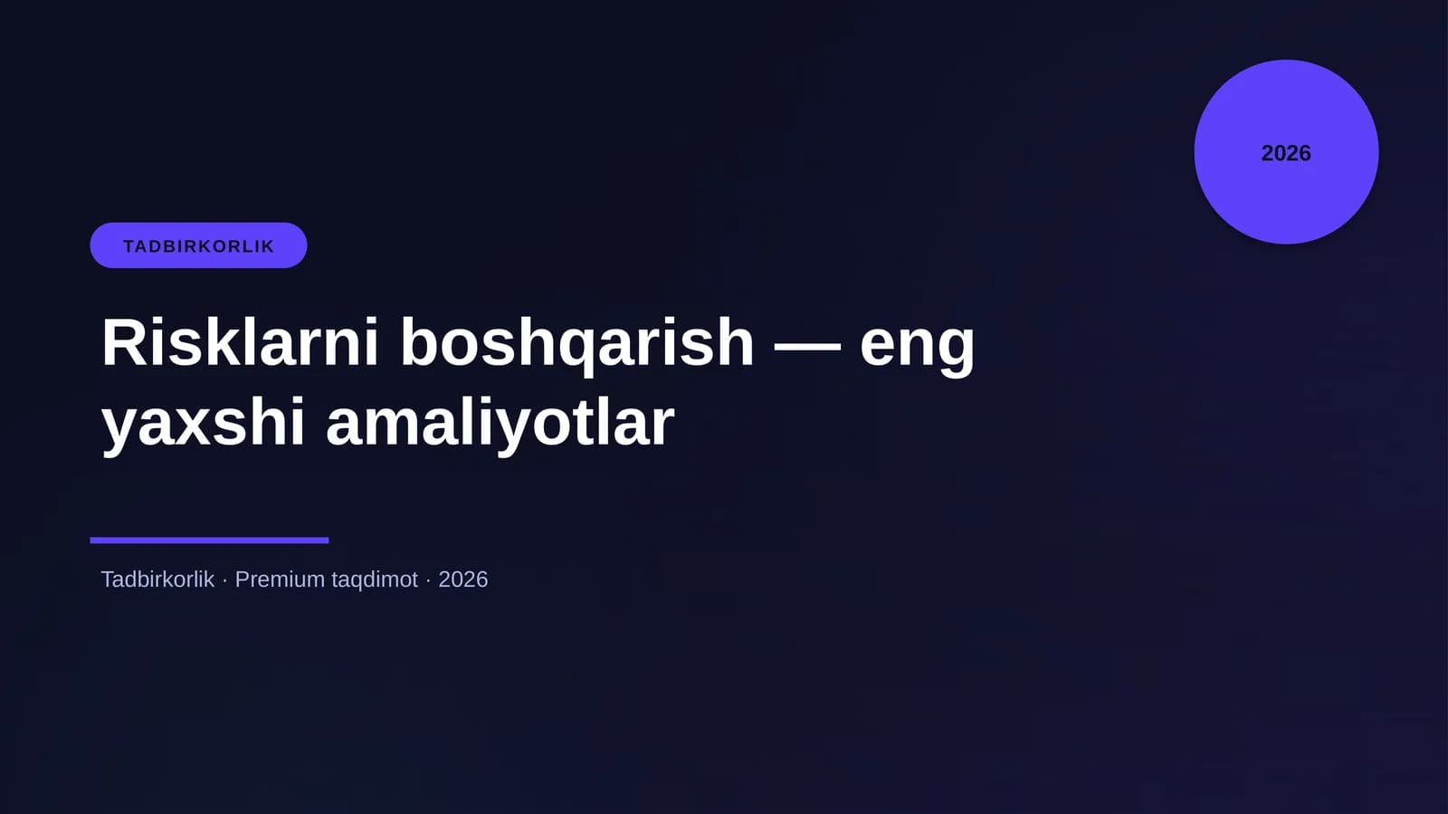 Risklarni boshqarish — eng yaxshi amaliyotlar