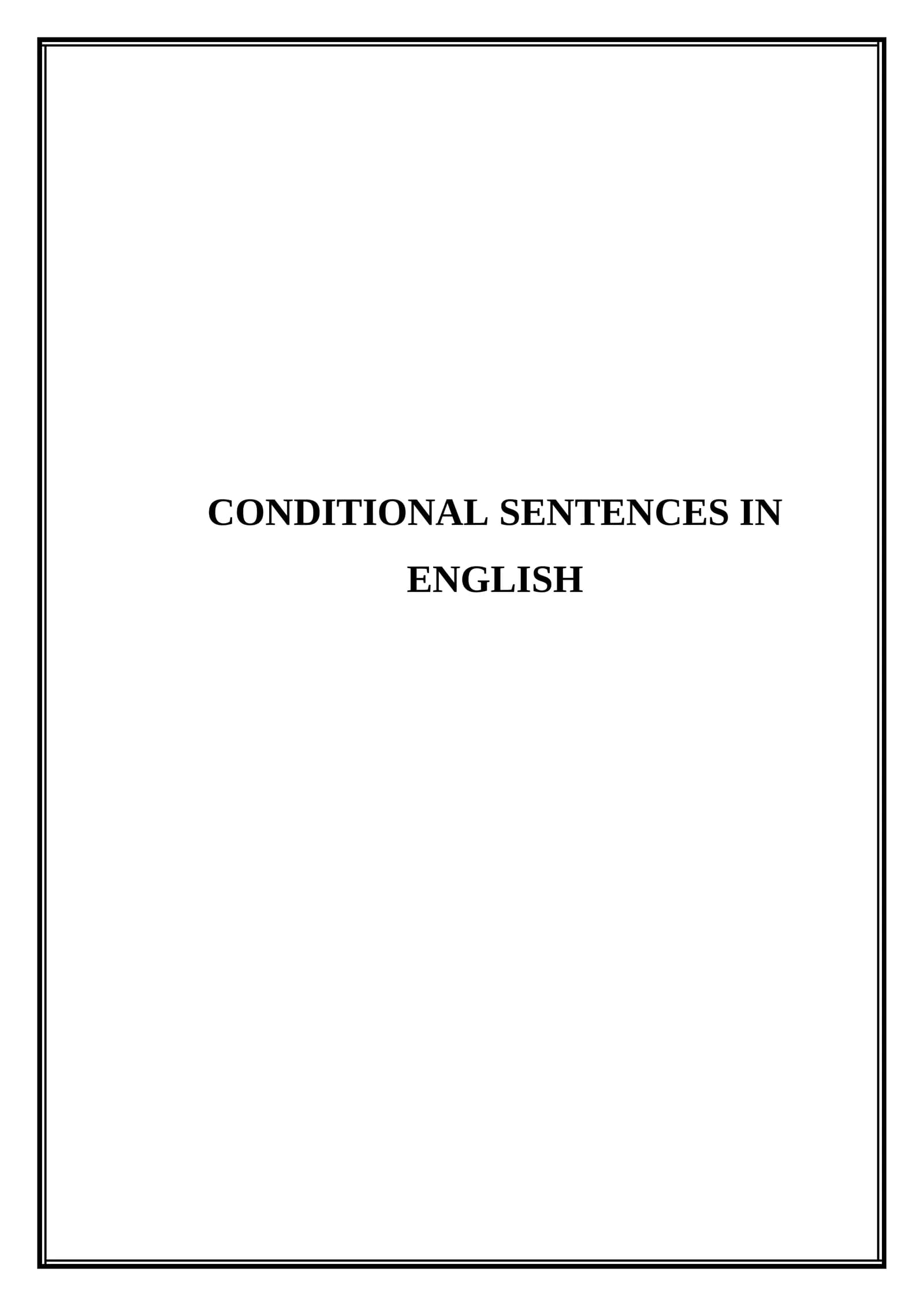 Conditional sentences in english