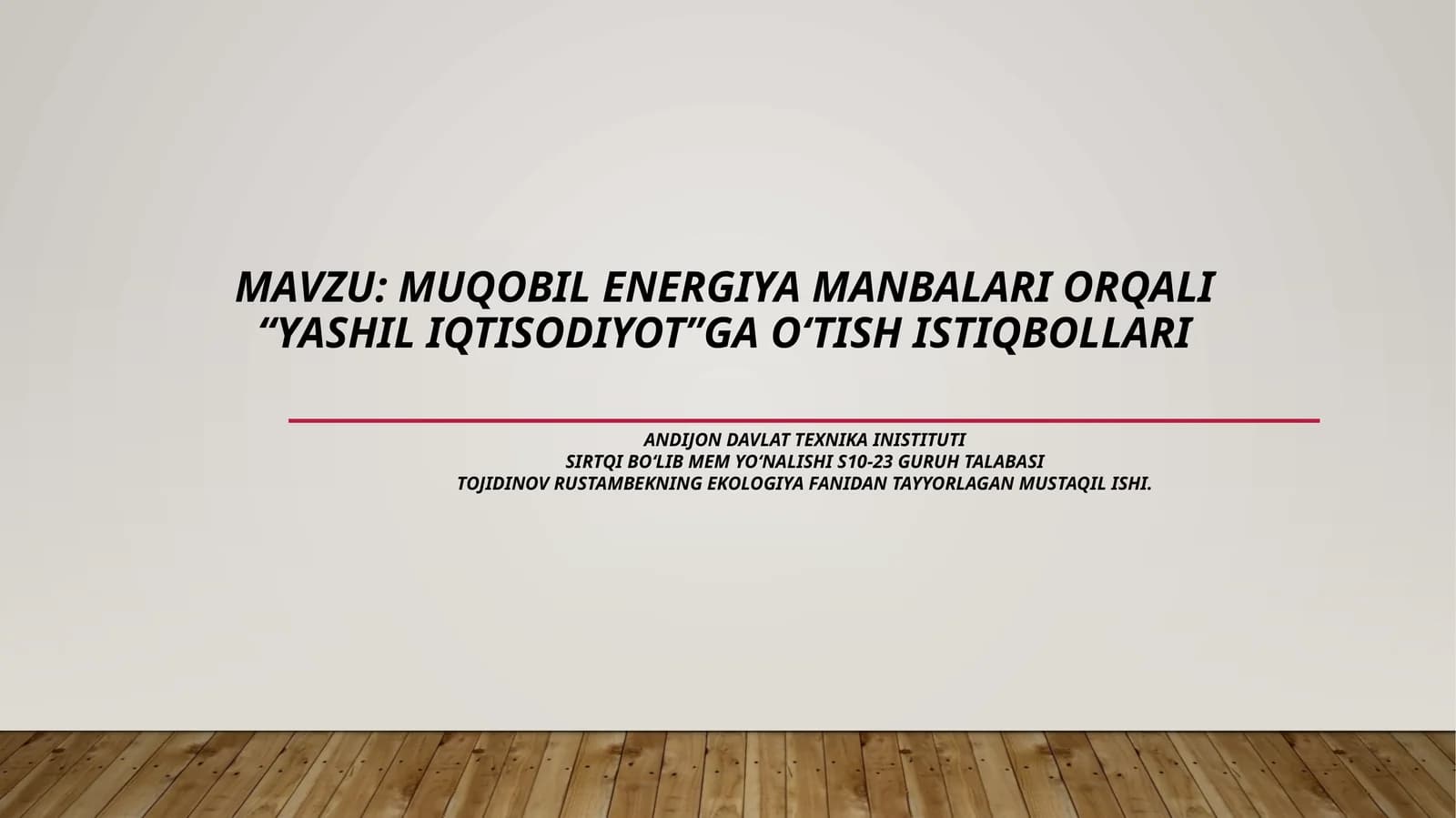 Yashil iqtisodiyot tushunchasi