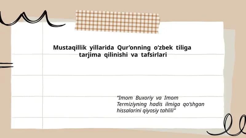 Qur’onning O’zbek tiliga tarjima va tafsirlari