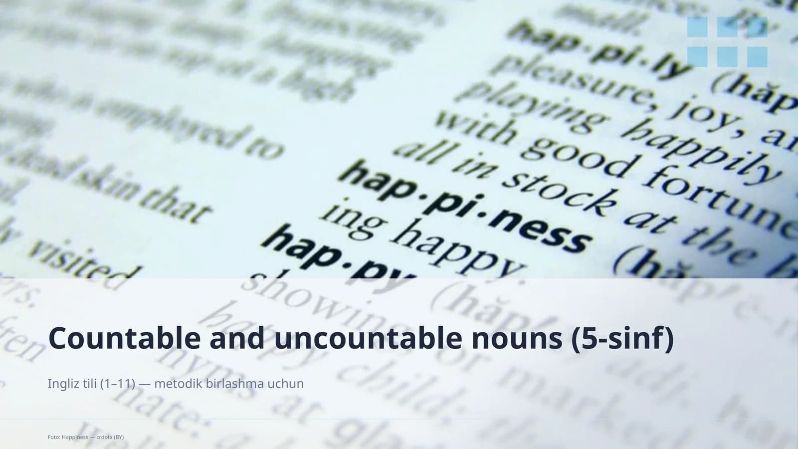 Countable and uncountable nouns (5-sinf)