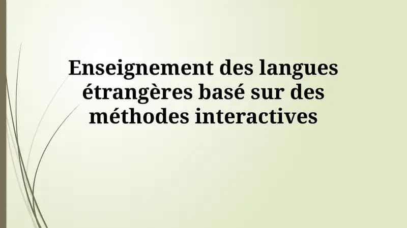 Enseignement des langues étrangères basé sur desméthodesinteractives