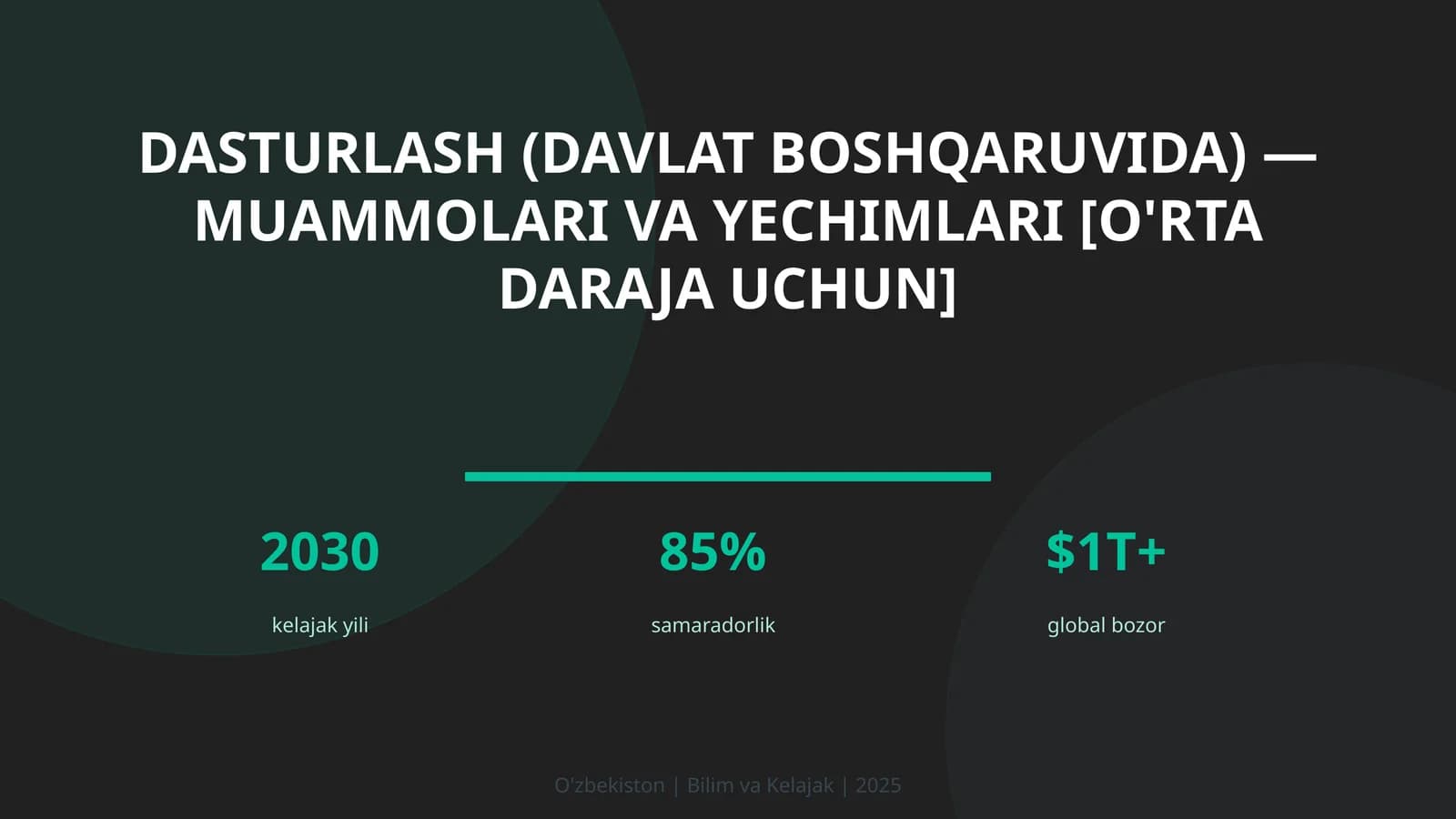 Dasturlash (davlat boshqaruvida) — muammolari va yechimlari [o'rta daraja uchun]