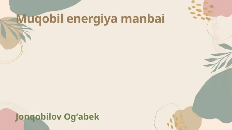 Muqobil energiya manbalari