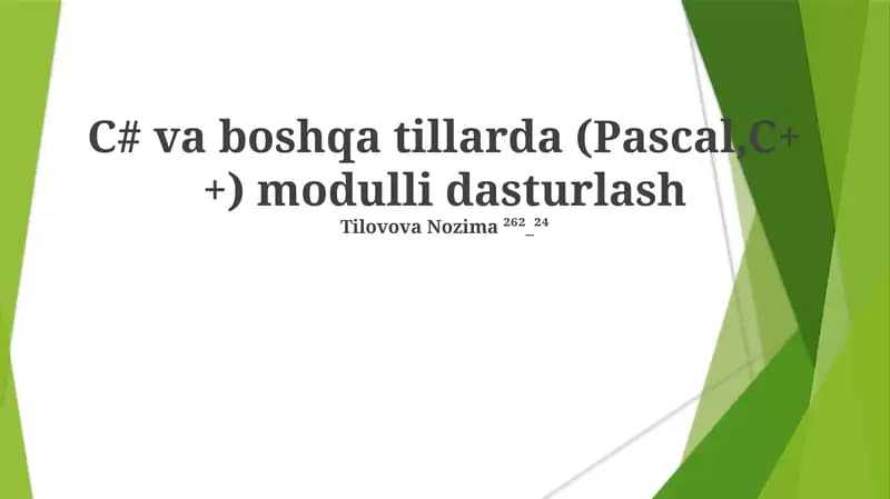 C#.NET Modulli Dasturlash