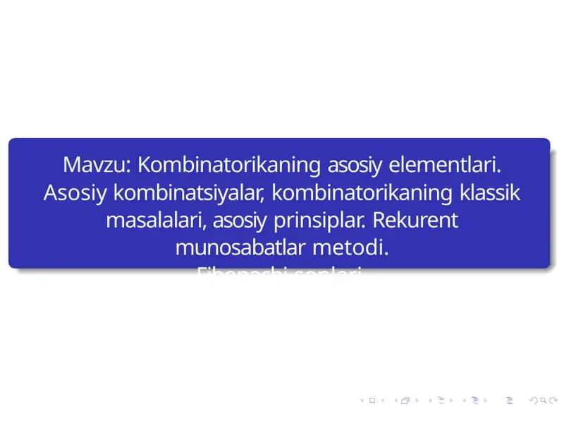 Kombinatorikaning asosiy elementlari