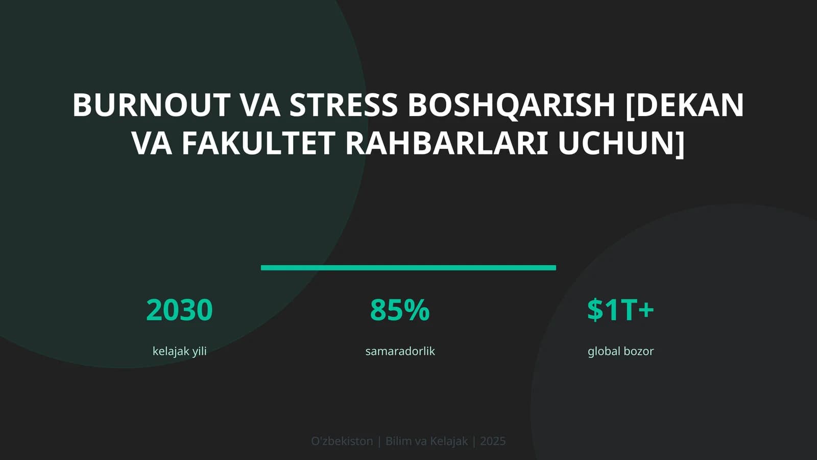 Burnout va stress boshqarish [dekan va fakultet rahbarlari uchun]