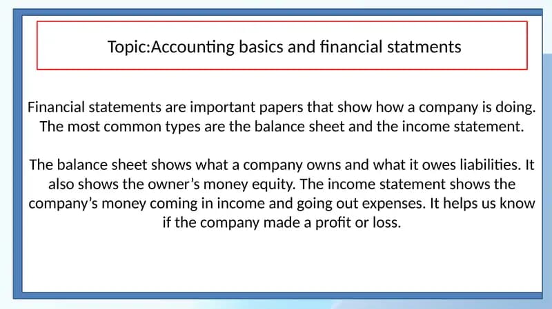 Accounting basics and financial statments