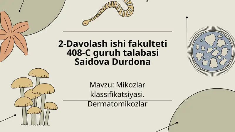 Mikozlar klassifikatsiyasi. Dermatomikozlar