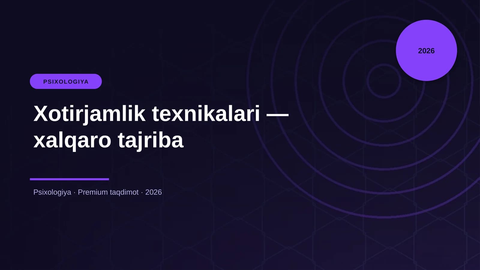 Xotirjamlik texnikalari — xalqaro tajriba