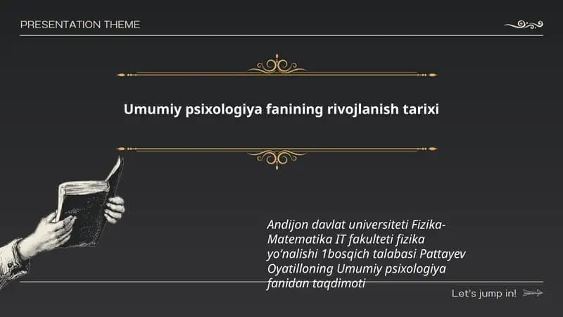 Umumiy psixologiya fanining rivojlanish tarixi