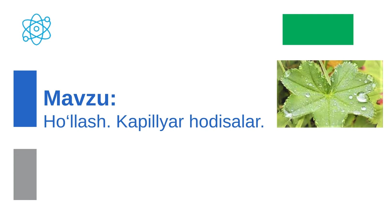 Ho‘llash.Kapillyar  hodisalar
