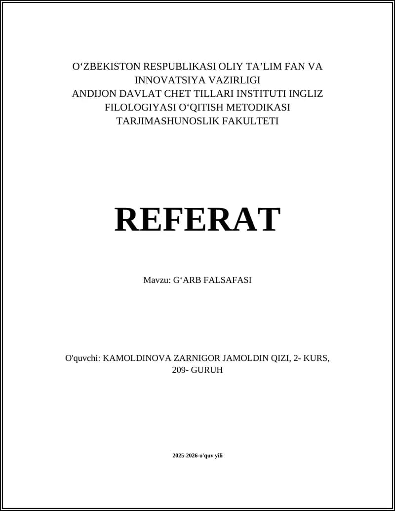 GʻARB FALSAFASI