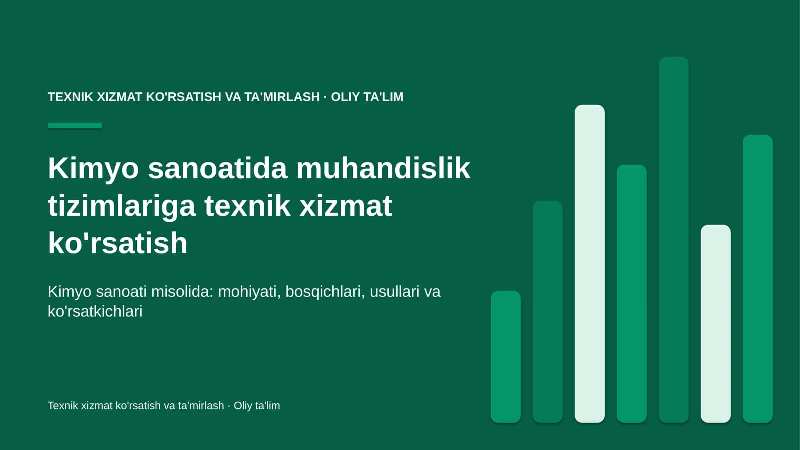 Kimyo sanoatida muhandislik tizimlariga texnik xizmat ko'rsatish