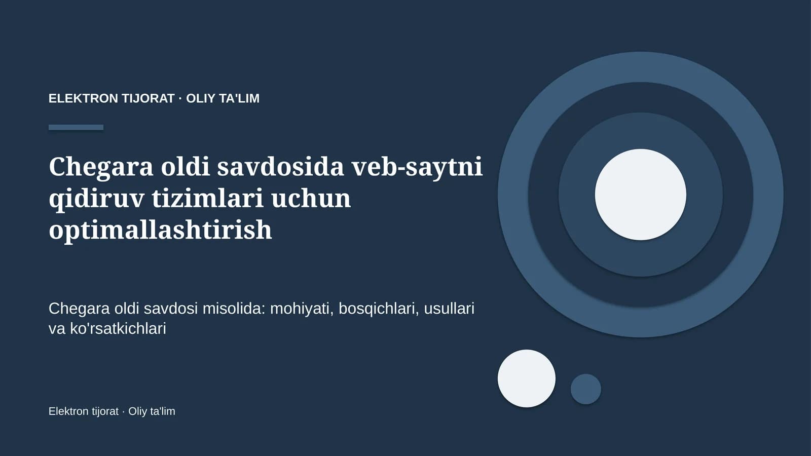 Elektron Tijorat · Oliy Ta'lim