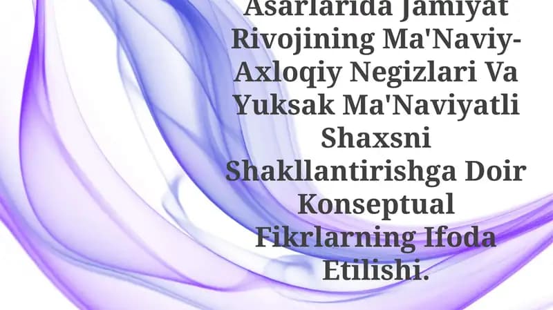 Ma’naviy-axloqiy taraqqiyotning kontseptual asoslari