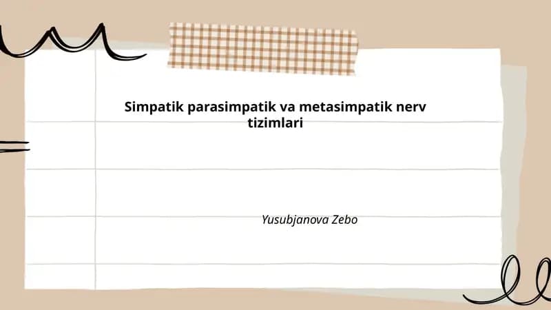 Simpatik parasimpatik va metasimpatik nerv tizimlari