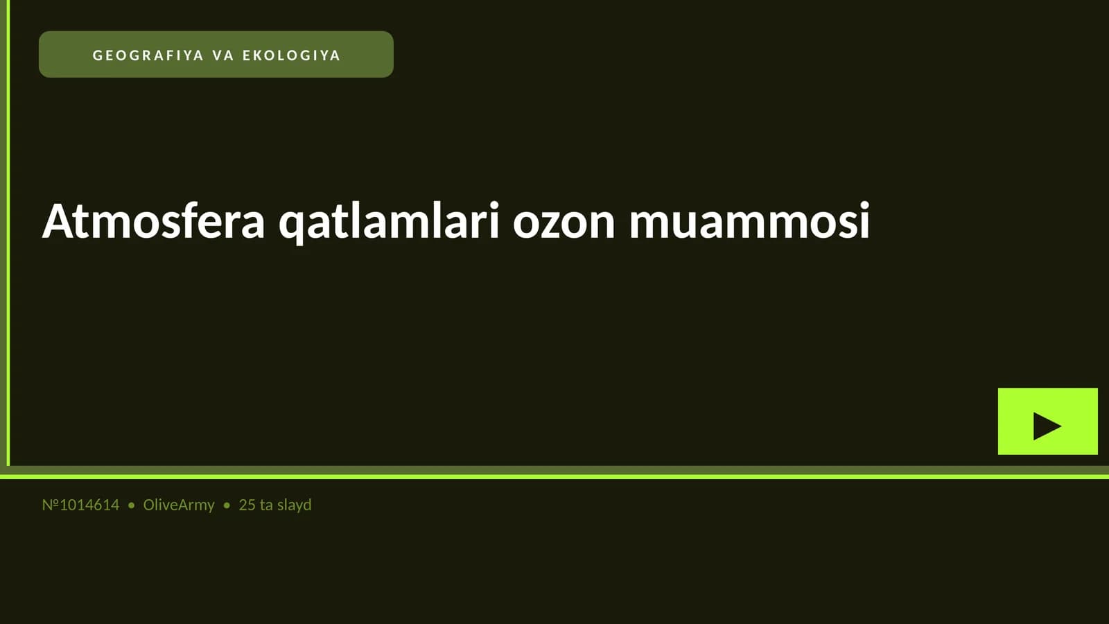 Atmosfera qatlamlari ozon muammosi