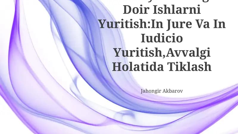 Xususiy Nizolarga Doir Ishlarni Yuritish