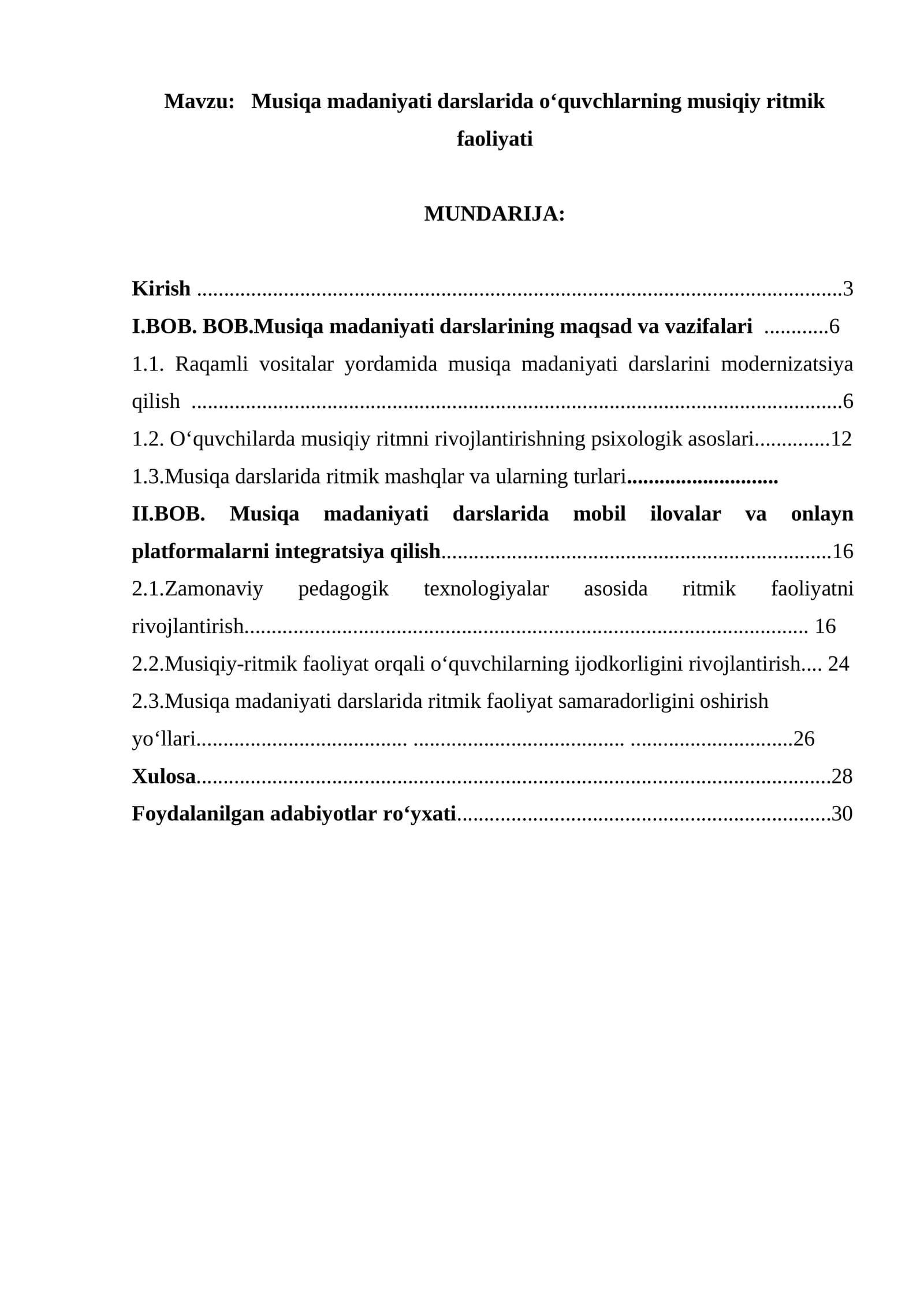 Musiqa madaniyati darslarida o‘quvchlarning musiqiy ritmik faoliyati