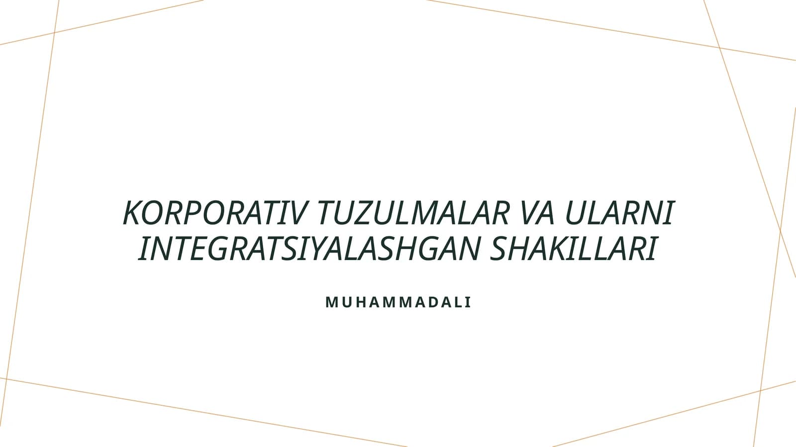 Korporativ tuzulmalar va ularni integratsiyalashgan shakillari