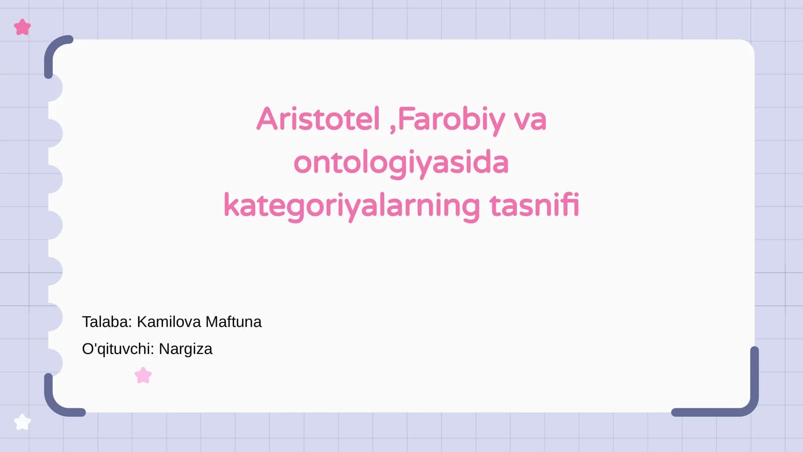 Aristotel,Farobiy va ontologiyasida kategoriyalarning tasnifi