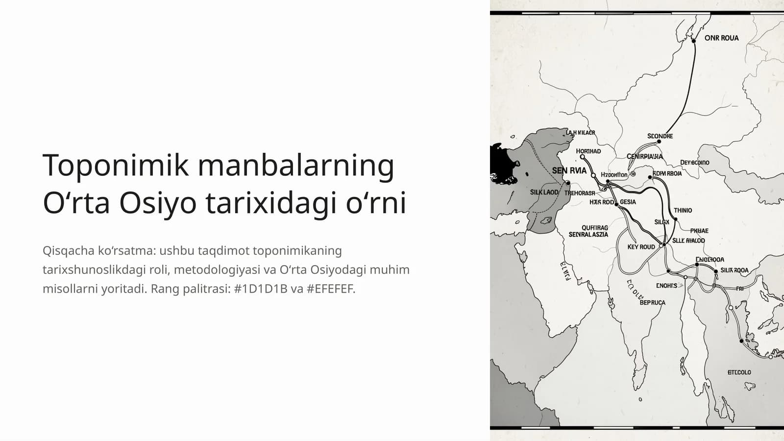 Toponimik manbalarning Oʻrta Osiyo tarixidagi oʻrni