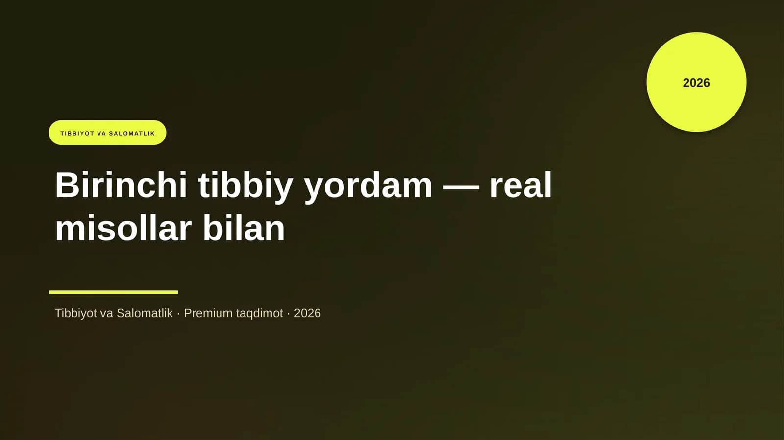 Birinchi tibbiy yordam — real misollar bilan
