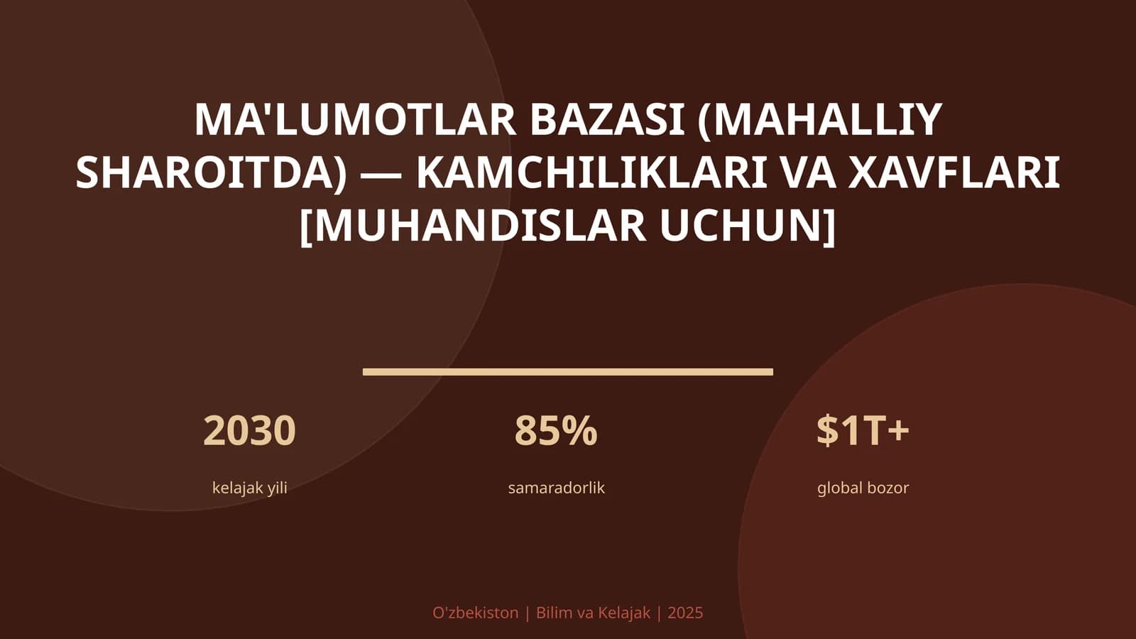 MA'LUMOTLAR BAZASI (MAHALLIY SHAROITDA) — KAMCHILIKLARI VA XAVFLARI [MUHANDISLAR UCHUN]