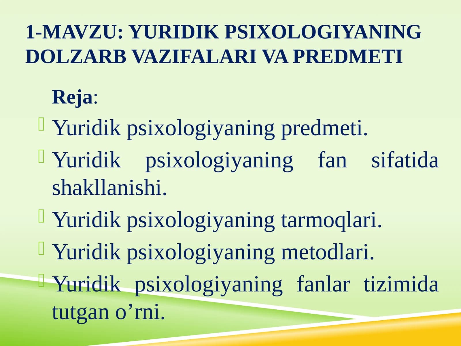 Yuridik Psixologiyani O'rganish Daftar