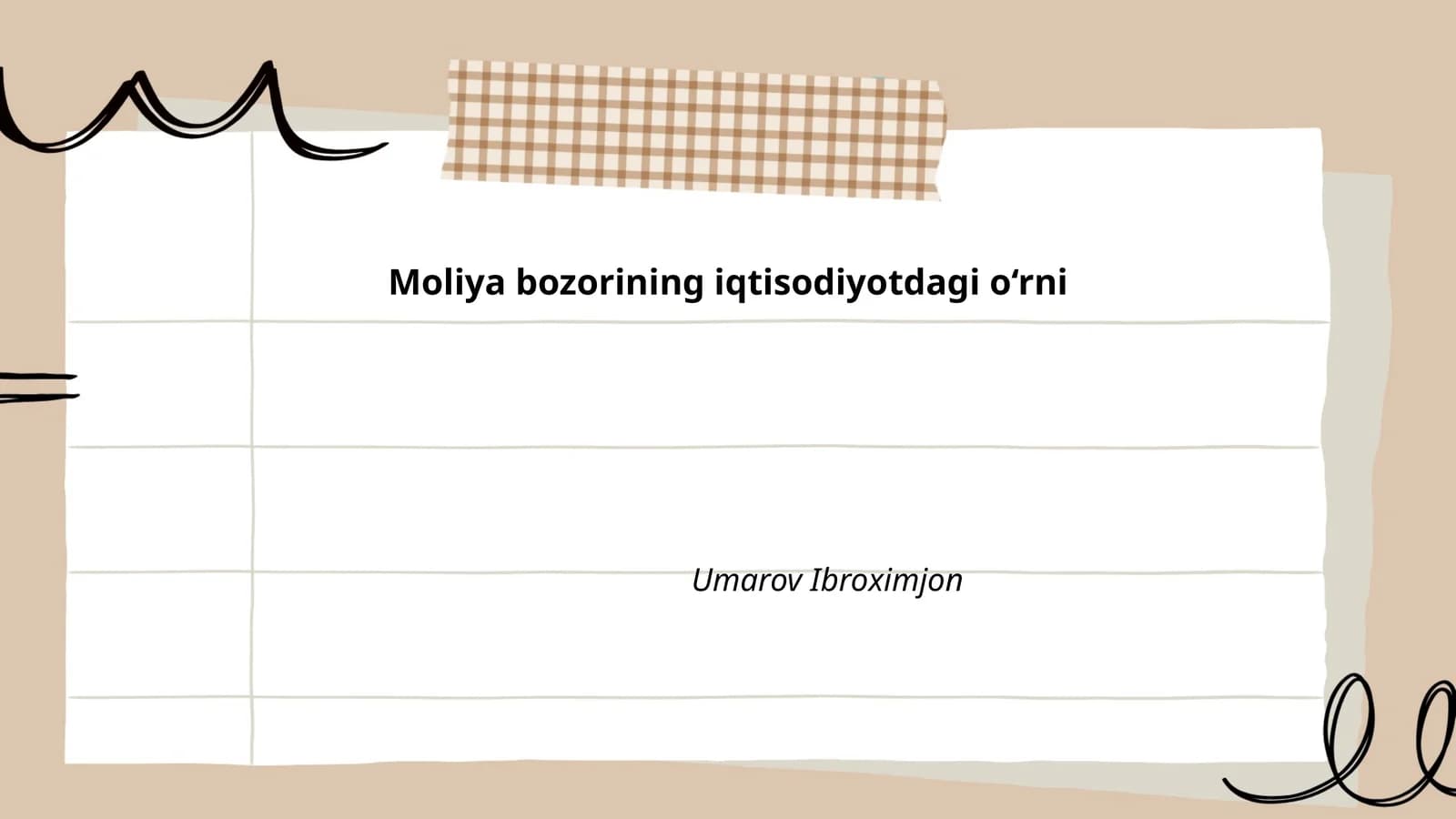 Moliya bozorining iqtisodiyotdagi o‘rni