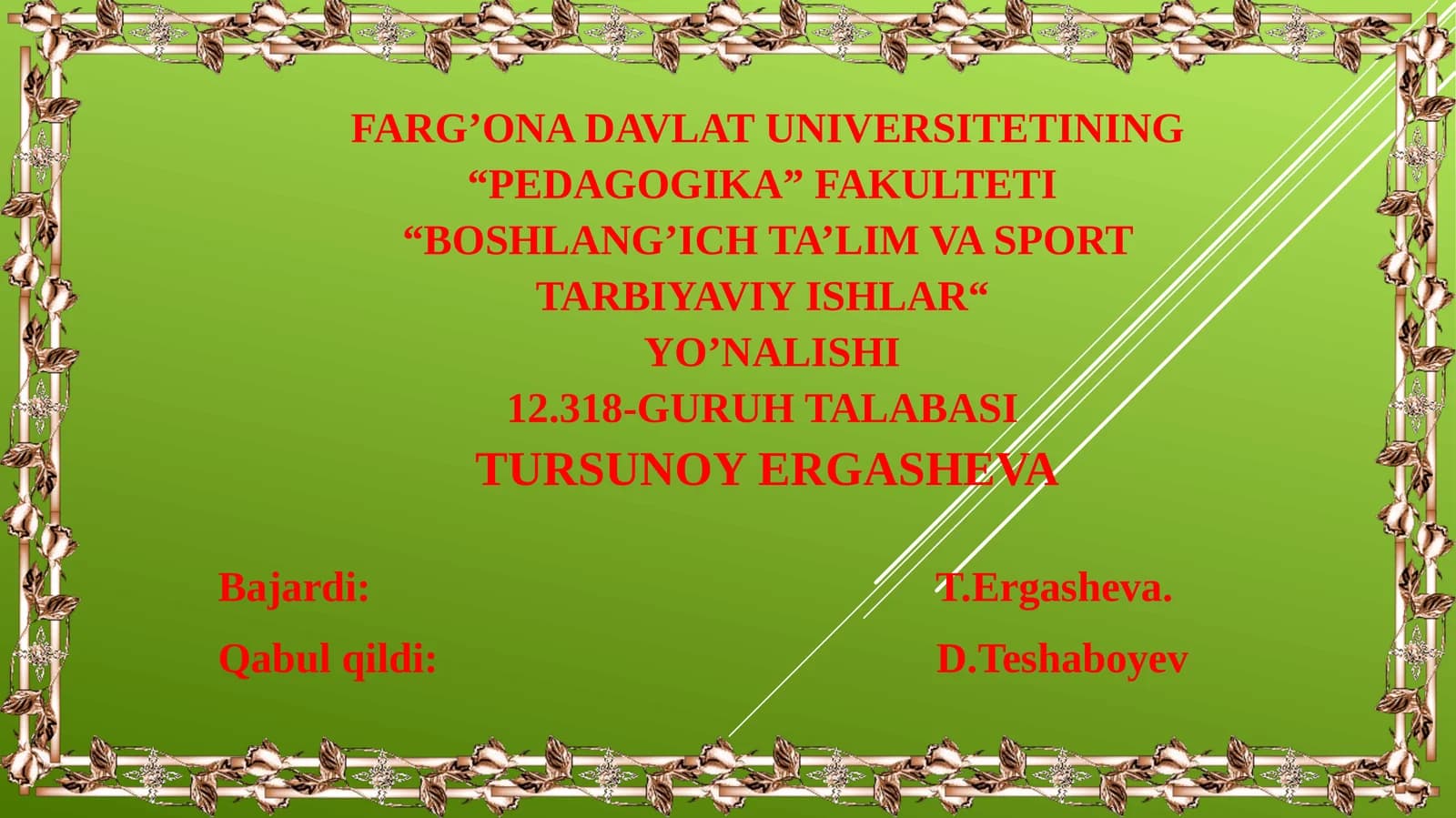 Boshlang'ich ta'lim va sport tarbiyaviy ishlar